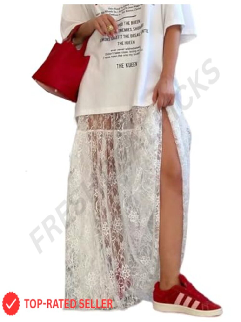Sheer Floral Lace High Waisted A Line Long Maxi Skirt